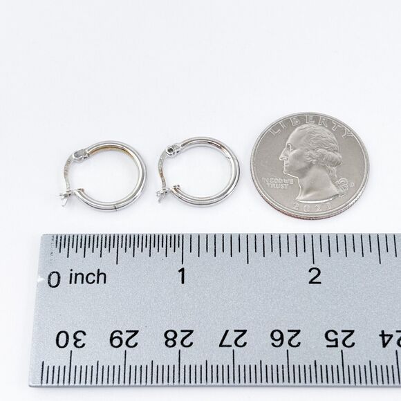 Vintage Sterling Silver 925 1.5cm Classic Hoop Earrings - Picture 4 of 6